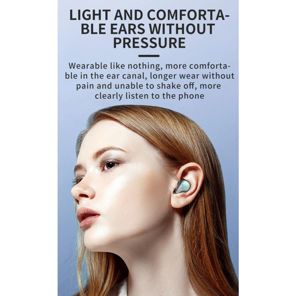 M18 V5.3 Earbud Tws nirkabel Bluetooth, earphone HIFI Stereo tampilan LED dengan senter Powerbank