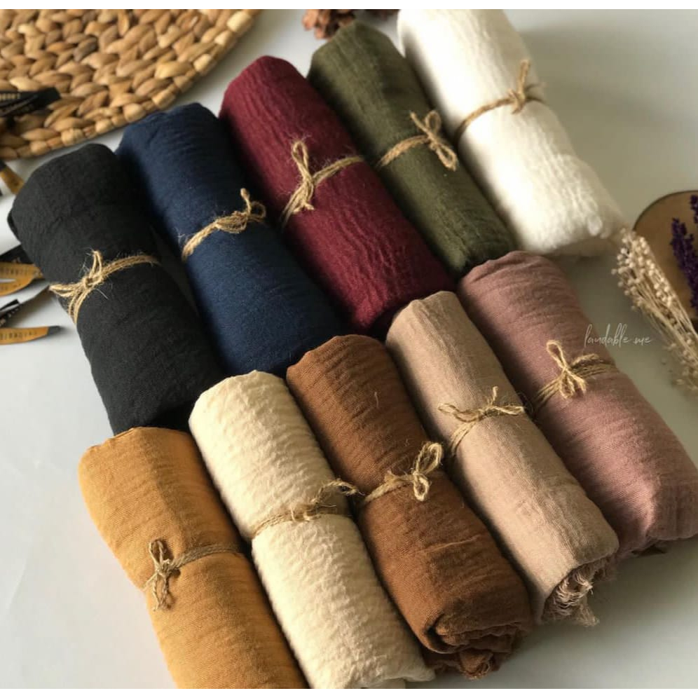 Pashmina Kusut Polos / Hijab Pashmina Crinkle Premium / Pashmina Lecek AFIFAH ID STORE