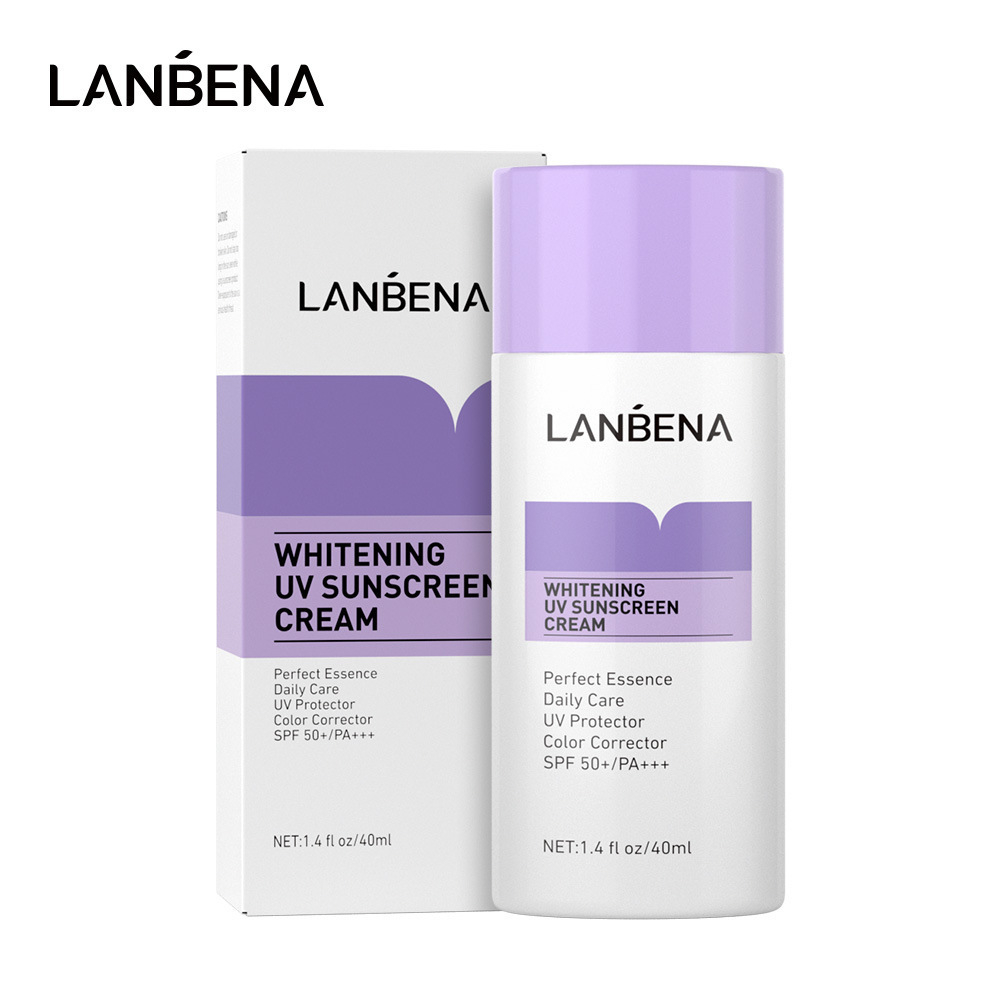 LANBENA Whitening UV Sunscreen Cream Purple SPF50+ - Sunblock Mencerahkan Body Sun Protection Perawatan Kulit(40 ml)