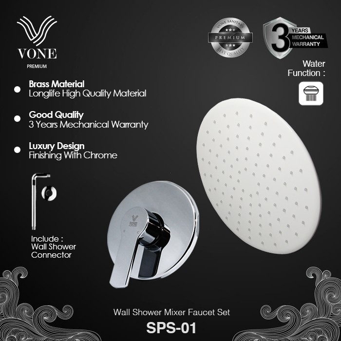 VONE PREMIUM SPS-01 Wall Shower Set Stop Kran Mixer Mandi Panas Dingin