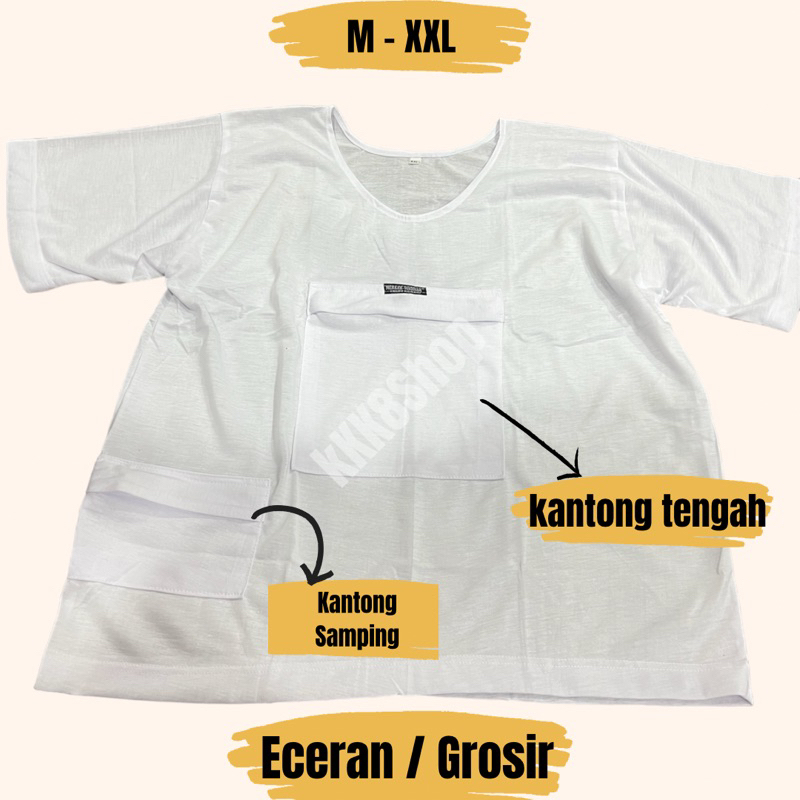 Baju Kaos Dalam Haji Umroh Pria Dewasa Lengan Pendek Kantong Resleting Lembut Dingin / Kaos Oblong P