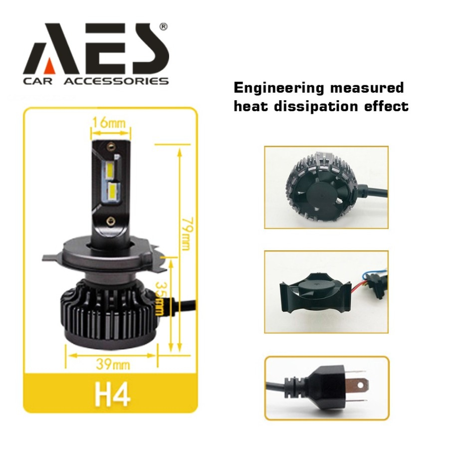 TURBO LED AES FOGLAMP HEADLAMP 12-24V AES LAMPU LED MOBIL H4
