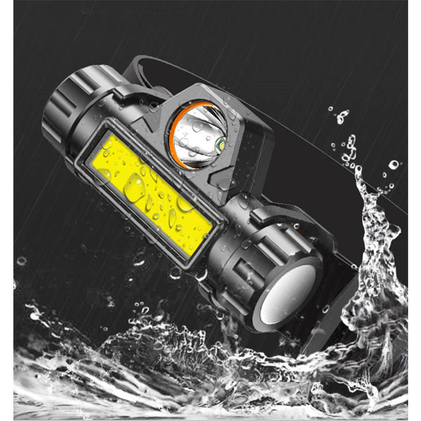 Senter Kepala LED 2 Mode XPE + COB High Power HEADLAMP Rechargeable