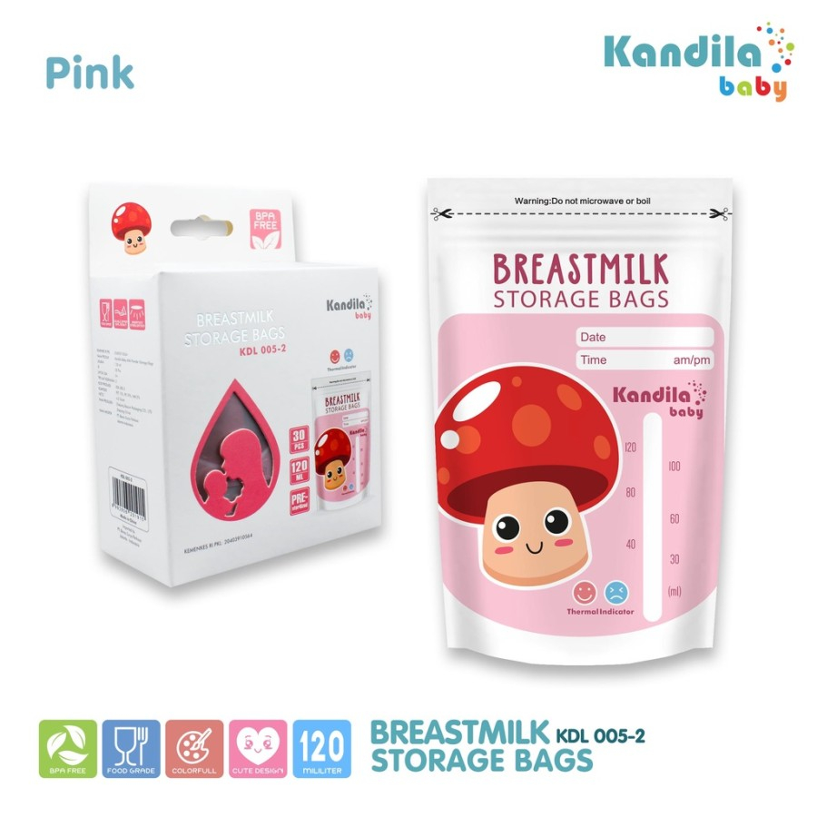 Crown Snuggle Breast Milk Storage Bag 100ml Extra 20ml / NATURAL MOMS Kantong Asi 100 ML isi 30pcs Breastmilk Storage Bags/  KANDILA Kantong Asi 120ML