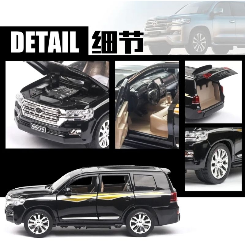 Diecast Mobil Toyota Land Cruiser Skala 1:24 Die-cast Miniatur Mobil Mobilan Pajangan Alloy Metal