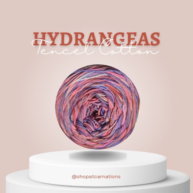 HYDRANGEAS | Tencel Cotton Yarn | Hand Dyed Yarn | Benang Rajut & Knitting