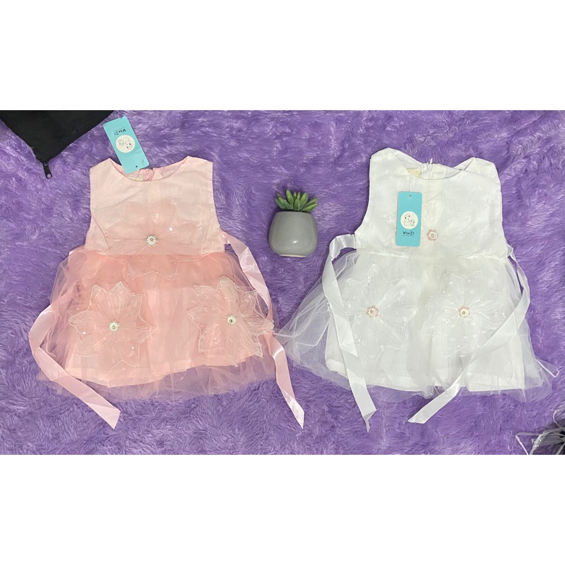 dress beby brokat tutu bunga timbul