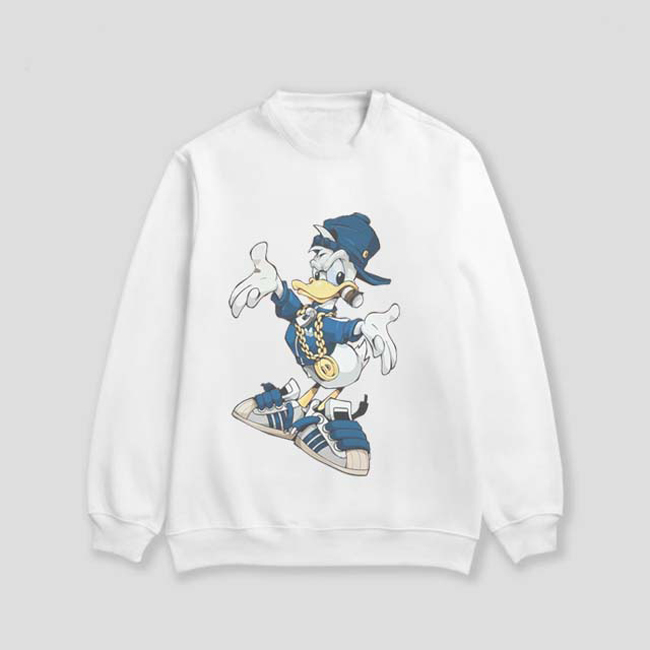 Donald Duck Crewneck White Sweeatshirt Bahan Katun