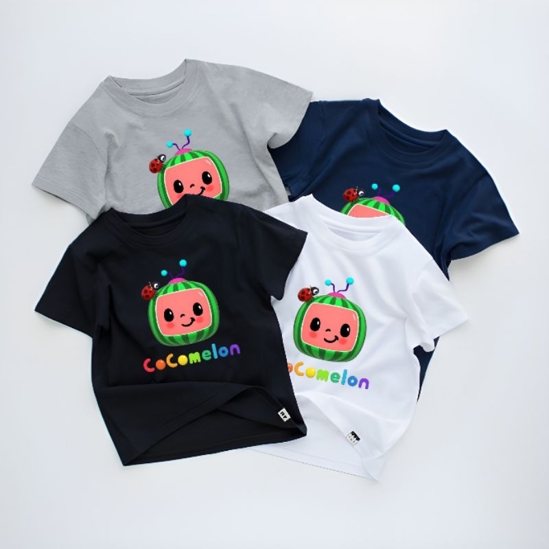 Dunia.Oblong Kaos Anak Unisex Cowok/Cewek Gambar Coco Melon Baju Oblong Anak Perempuan Kaos Distro Anak Laki Laki Usia 2 Sampai 10 Tahun Baju Anak Anak