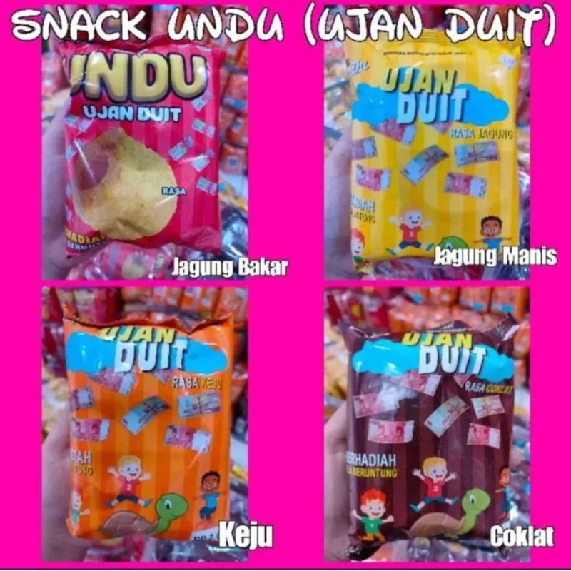 1 ikat atau 4 pak snack undu ujan duit viral