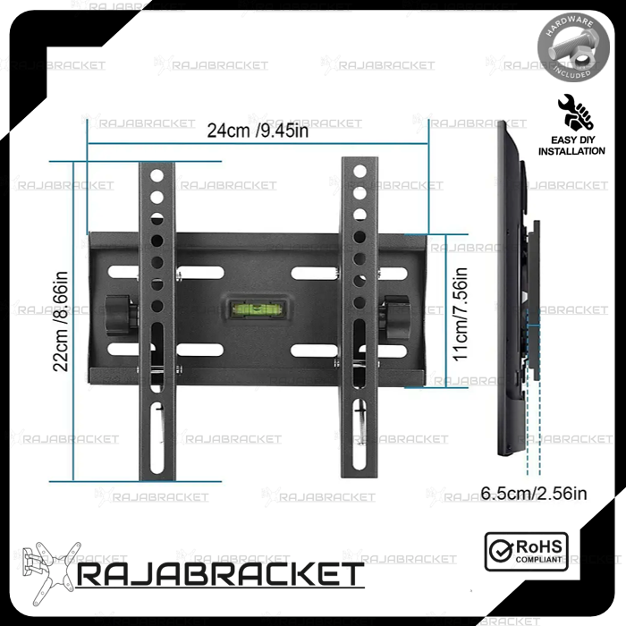 Breket Bracket Braket Briket TV 15 17 19 22 24 27 29 32 37 40 43 inch, Waterpass Dijamin Cocok Braket TV Samsung, Cooca, TCL, Changhong, LG, Sony