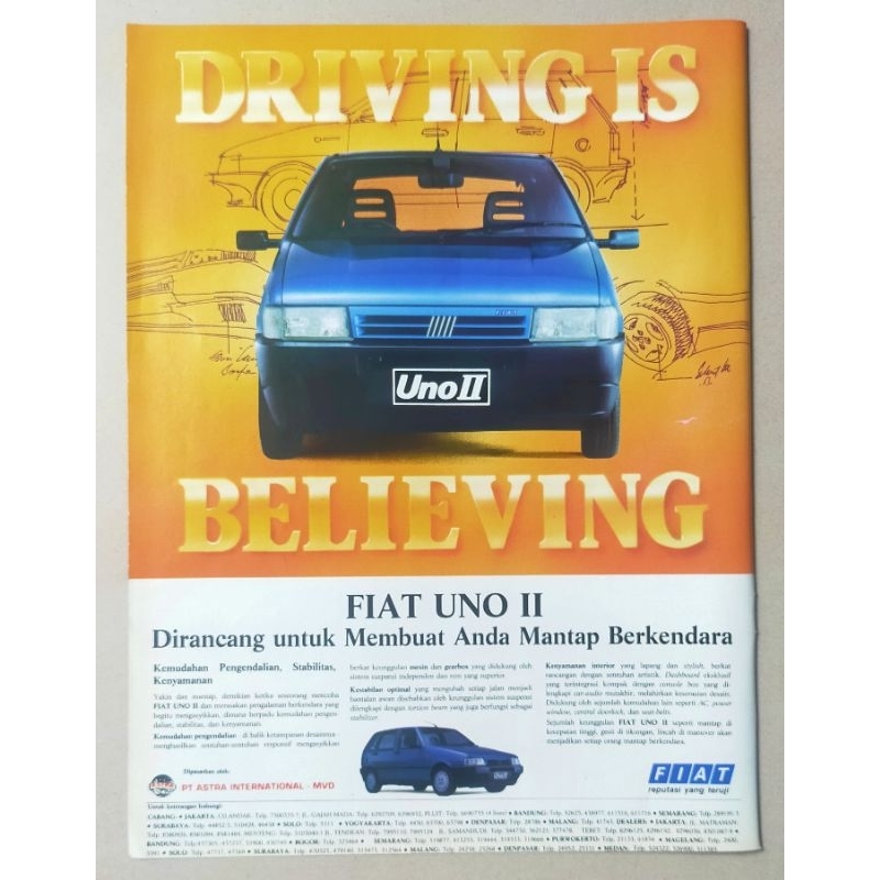 Iklan jadul Mobil Fiat Uno II - original copotan majalah thn 1991