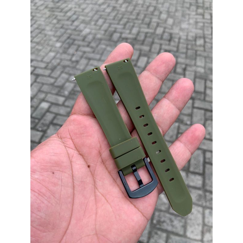 Strap tali jam tangan silicon mutu terjamin hijau 20mm lembut lentur