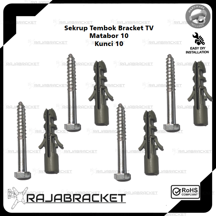 Sekrup Tembok Bracket TV Rak Gantung Ukuran 10 Matabor 10