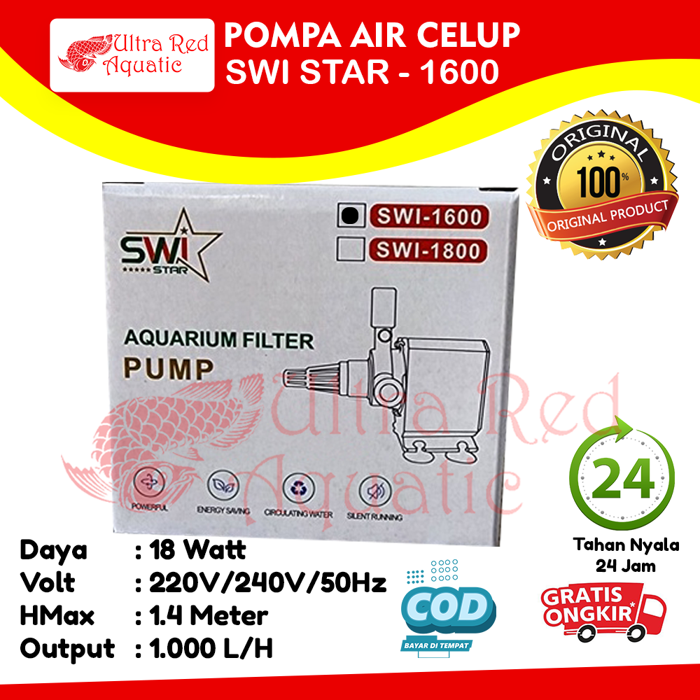 Pompa Air Celup Aquarium SWI-1600 Power Head 1600 Murah Aquarium Aquascape