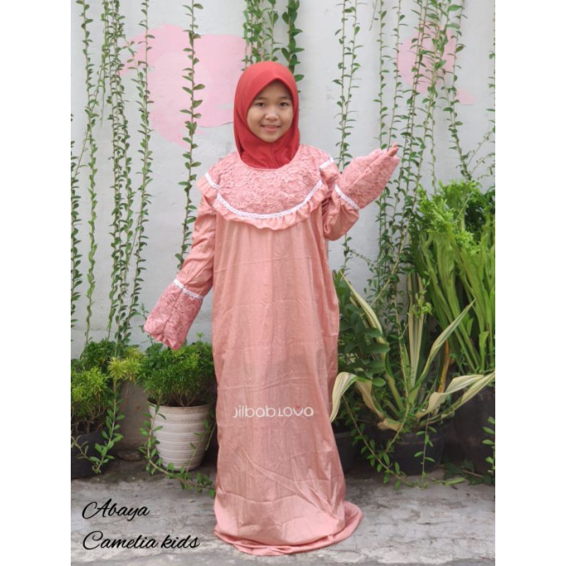 Mukenah Telekung Rukuh Abaya Sholat Travelling Parasit Camelia Kids