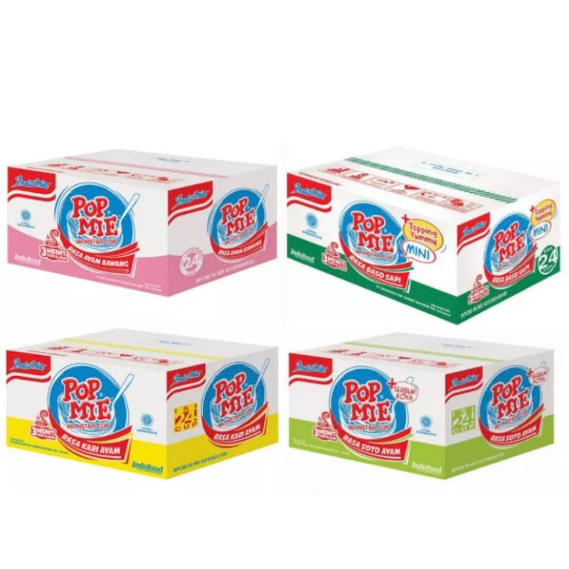 

Pop Mie Kuah All Varian 1 Dus isi 24 Pcs 1800 gr - SOTO/AYAM BAWANG/BASO SAPO/KARI AYAM