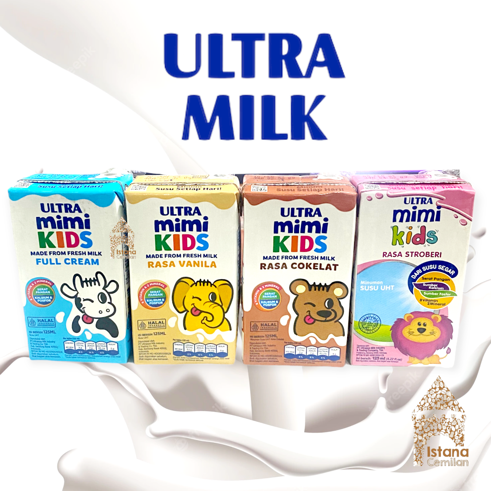 Susu Ultra Mimi Kids UHT Anak Cokelat / Full Cream / Strawberry 125 ml