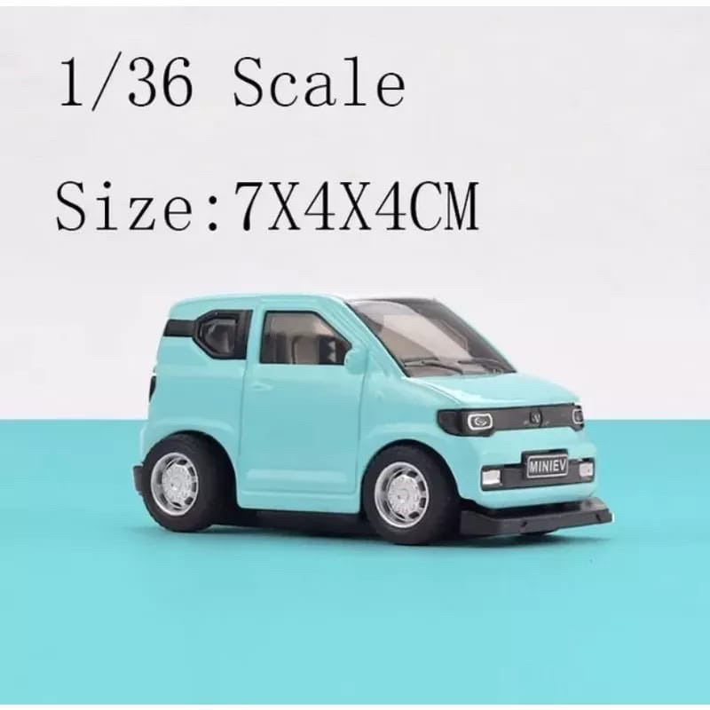 Diecast Metal Mini Car Wuling EV Biru Muda