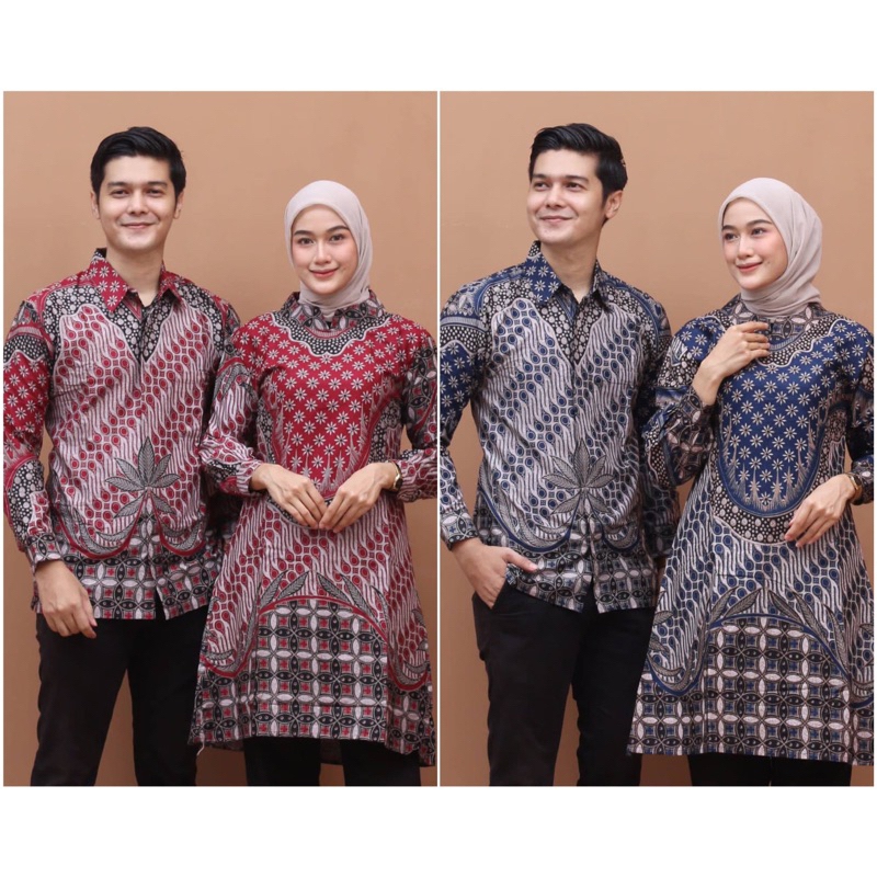 Atasan Tunik Batik Couple Kemeja Batik Pria Lengan Panjang - Best QUALITY - Terbaru