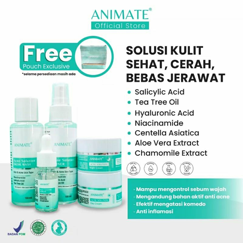 ANIMATE Paket 5in1 Instan Whietening/Glowing Barrier/Acne Solution - Pelembab Wajah