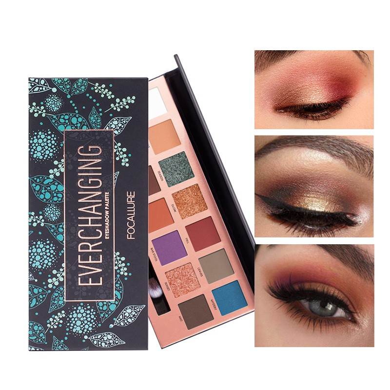 [100% Asli] FA49 FOCALLURE Tropical Vacation Eyeshadow Palette With Brush- 14 Warna Kosmetik Eyeshadow