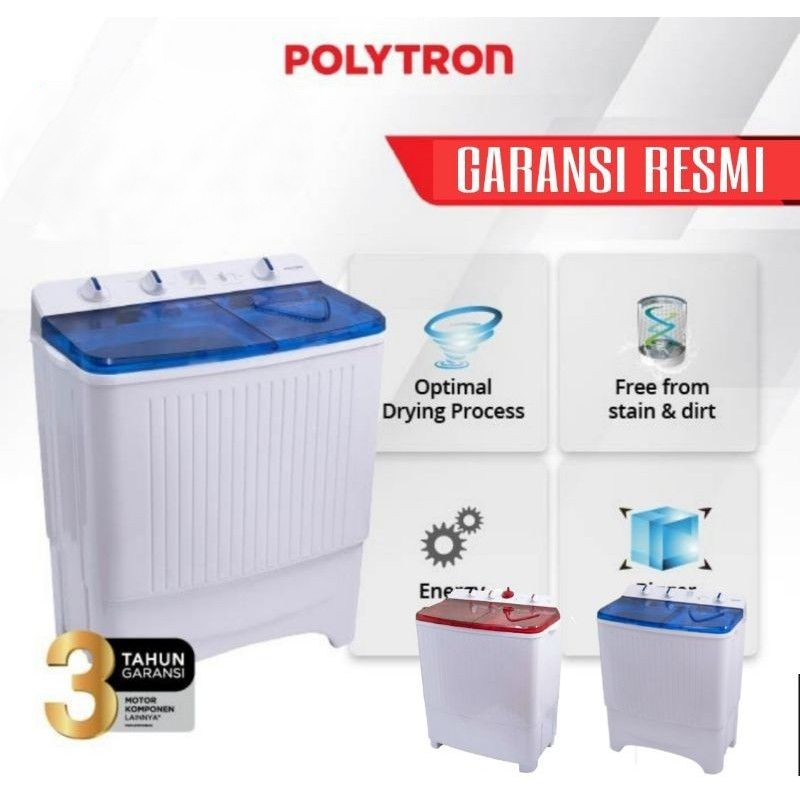 Mesin Cuci Polytron 2 Tabung Samba Series Hijab Water Filter 8 KG PWM 801 R/B