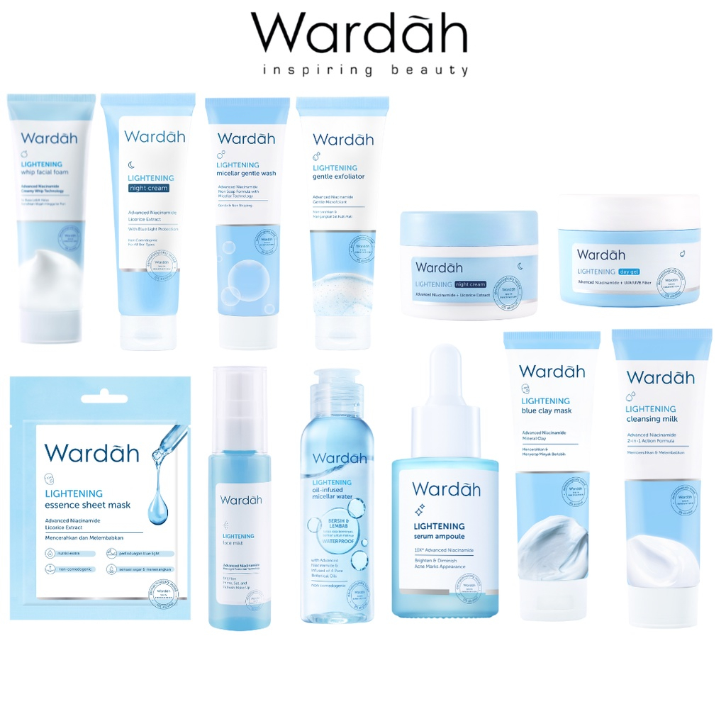 Wardah Lightening Serum Face Toner Whip Facial Micellar Gentle Wash | Wardah Lightening SERIES