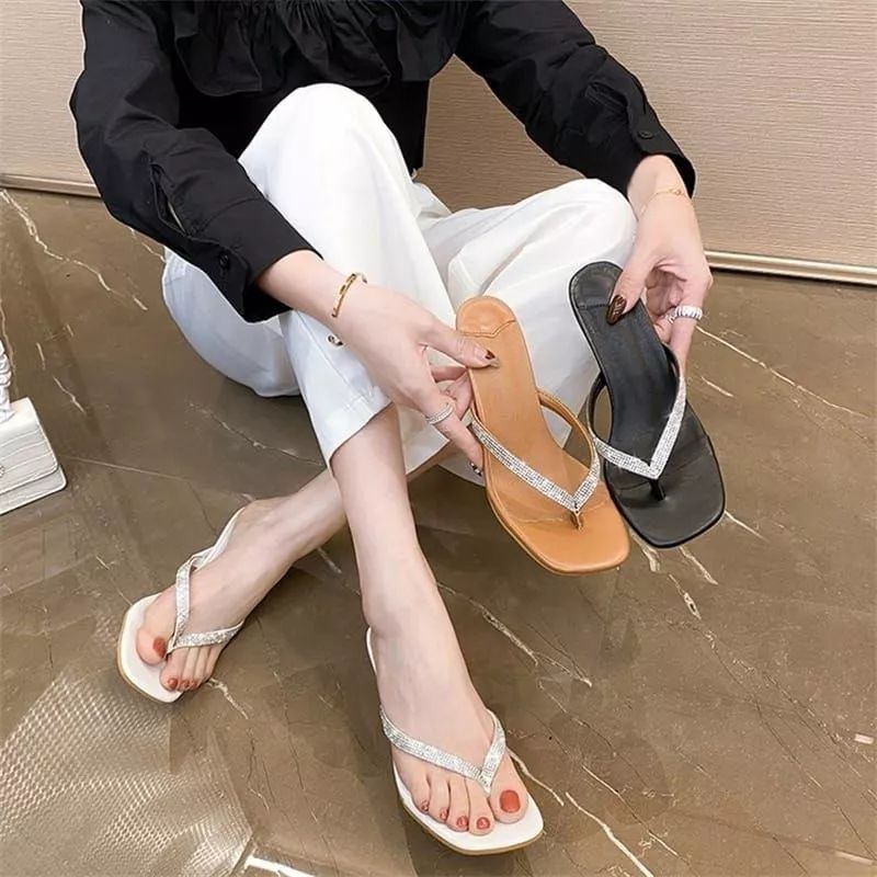 helles wanita hak tinggi 9cm jepit mutiara cantik super nyman termurah