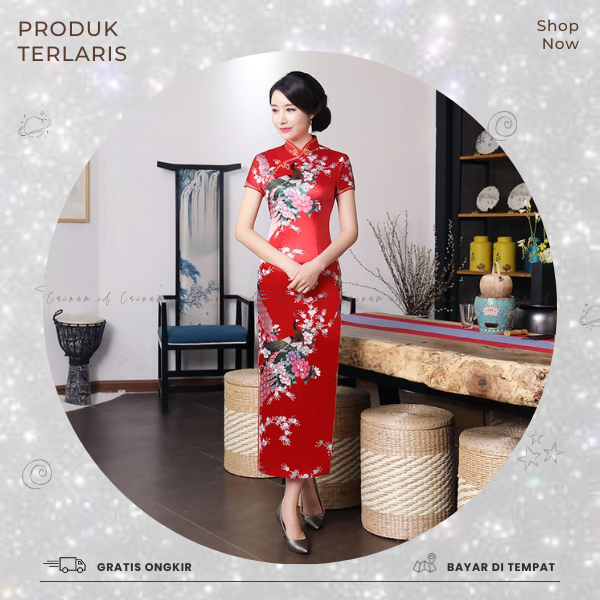 Dress Cheongsam Satin Angin Etnis Dimodifikasi Panjang Tipe Cheongsam Definisi Tinggi Cheongsam Retr