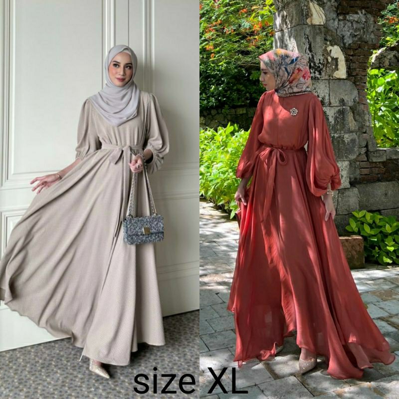 AESA DRESS INAYAH DRESS TERRACOTTA KHAKI SAND size L XL GONEGANI