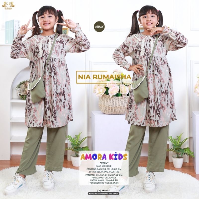 100% ORI Amora daily set anak teen by Nia Rumaisha / Ld 80 Pjc 74
