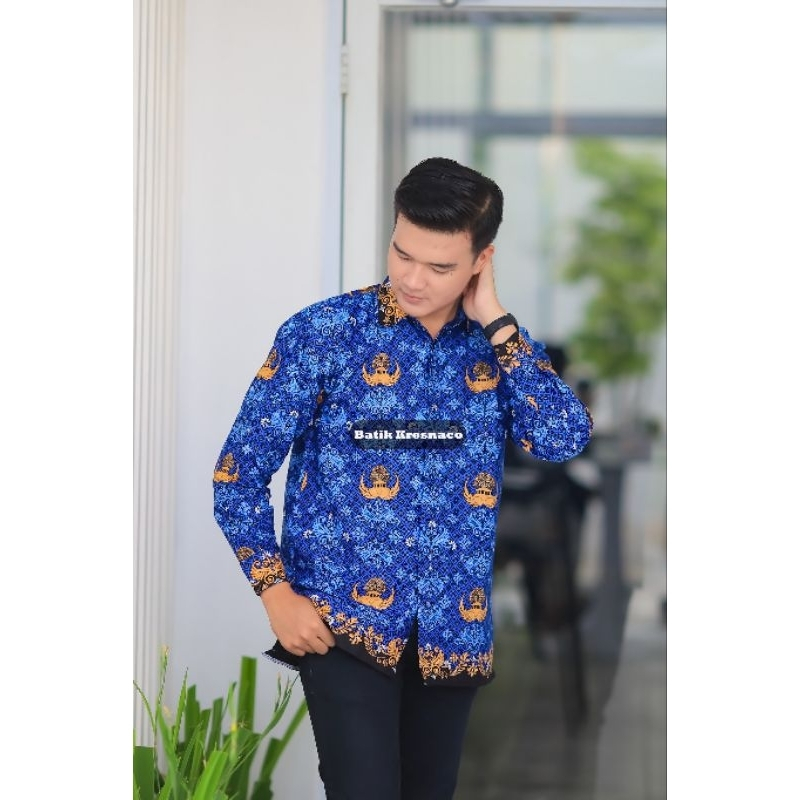 SERAGAM BATIK KORPRI PRIA KERAH HITAM LAPIS FURING / KEMEJA BATIK KORPRI PRIA TERBARU / BATIK KORPRI PRIA TERBARU / SERAGAM PNS KORPRI TERBARU