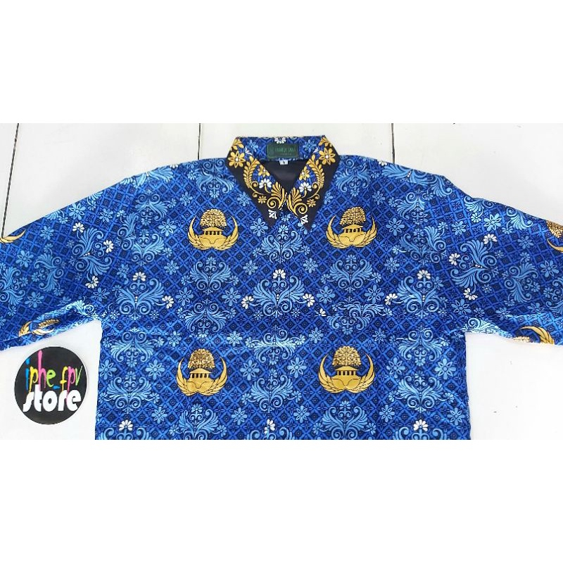 SERAGAM BATIK KORPRI PRIA KERAH HITAM LAPIS FURING / KEMEJA BATIK KORPRI PRIA TERBARU / BATIK KORPRI PRIA TERBARU / SERAGAM PNS KORPRI TERBARU