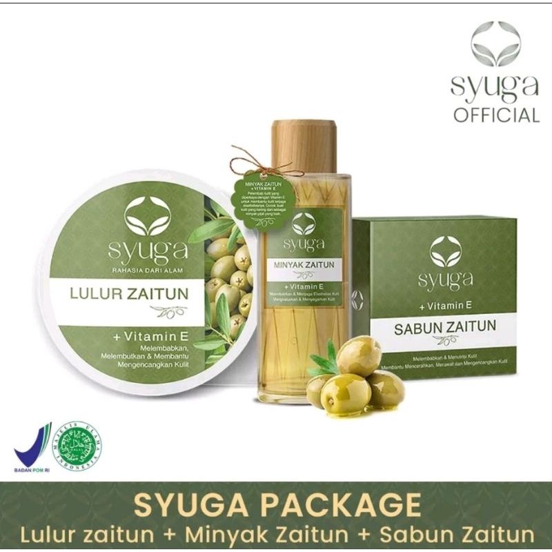 Paket Bundling Minyak Zaitun 150ml + Syuga Lulur + Syuga Sabun zaitun