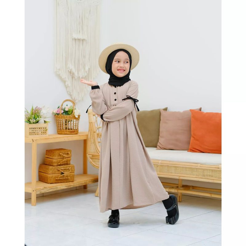 LIZZARA DRESS KIDS/GAMIS MODEL SIMPEL USIA 11-13 TAHUN BAHAN CRINKLE PREMIUM/GAMIS ANAK TANGGUNG/GAMIS ANAK PEREMPUAN/PAKAIAN ANAK PEREMPUAN KEKINIAN/BAJU MUSLIM ANAK/FASHION ANAK PEREMPUAN/GAMIS ANAK TERBARU