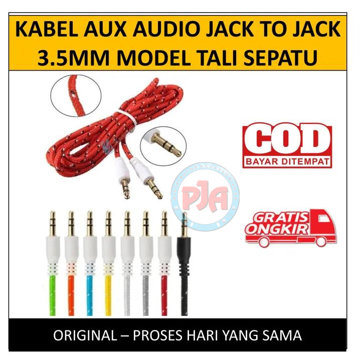 Kabel Aux Kabel Audio 1 in 1 Cable Aux Audio Motif Tali Sepatu 1 Meter