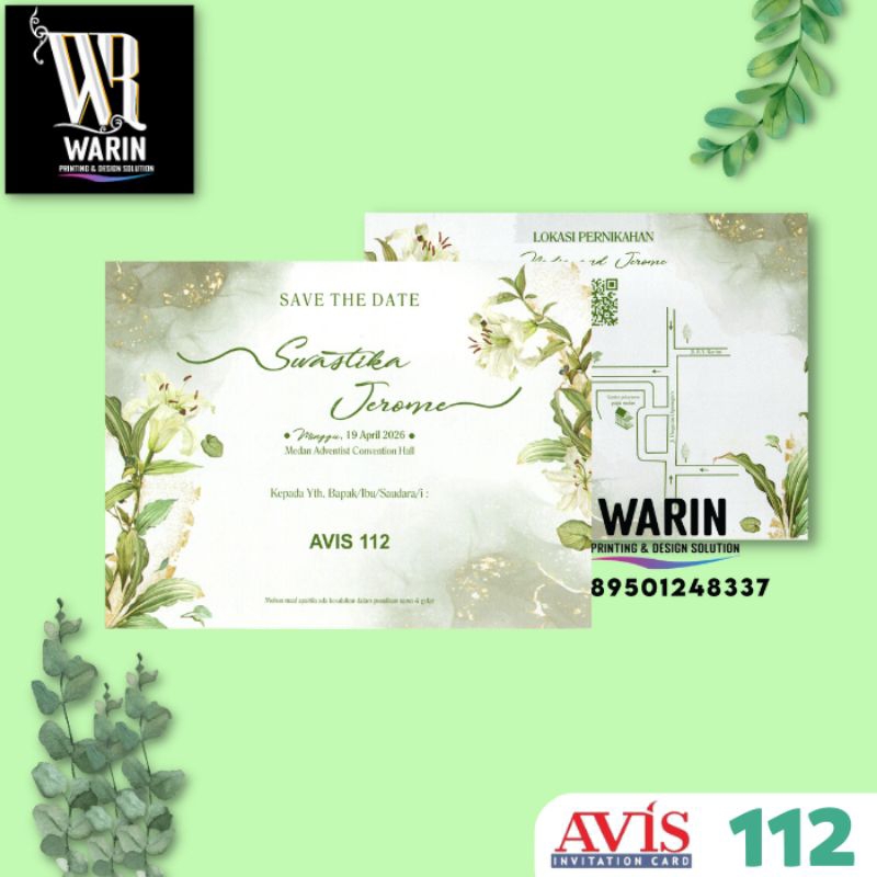 Undangan Custom wedding Avis 112 free plastik satuan