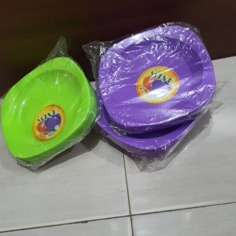 Piring Plastik MISO SOSO Tebal BPA FREE / Piring Segi 9inch