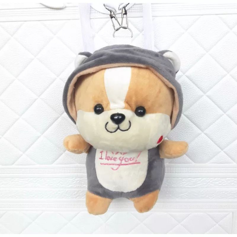 tas boneka gendong anak tupai hoodie lucu