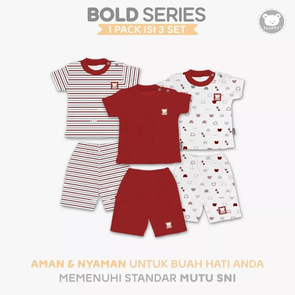 Fluffy Setelan Oblong Pendek &amp; celana pendek 3 Pcs BOLD SERIES SML