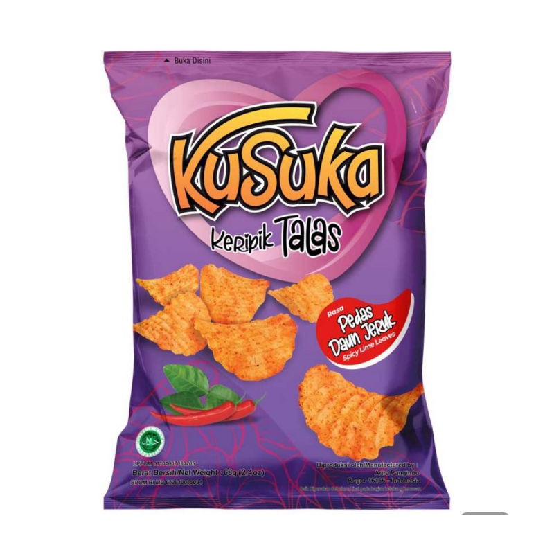 Kusuka Keripik Talas Rasa pedas daun Jeruk 68g