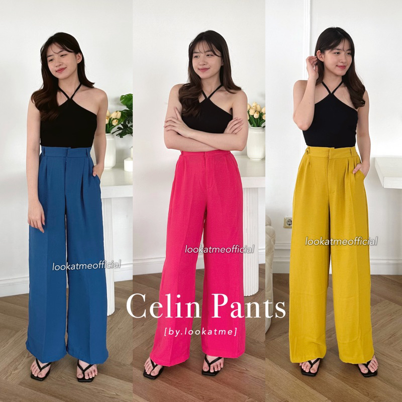 lookatmeofficial • Celin Pants - Celana Kulot Highwaist Anti Kusut Bahan Crinkle