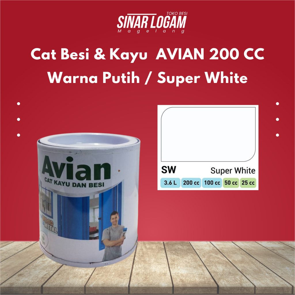CAT BESI KAYU AVIAN 200 CC WARNA PUTIH / SUPER WHITE