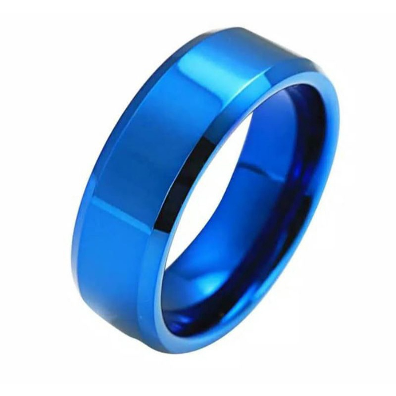 Cincin Titanium Polos Hitam Silver Emas Biru Lebar 6mm Anti Karat Fashion Wanita/Pria