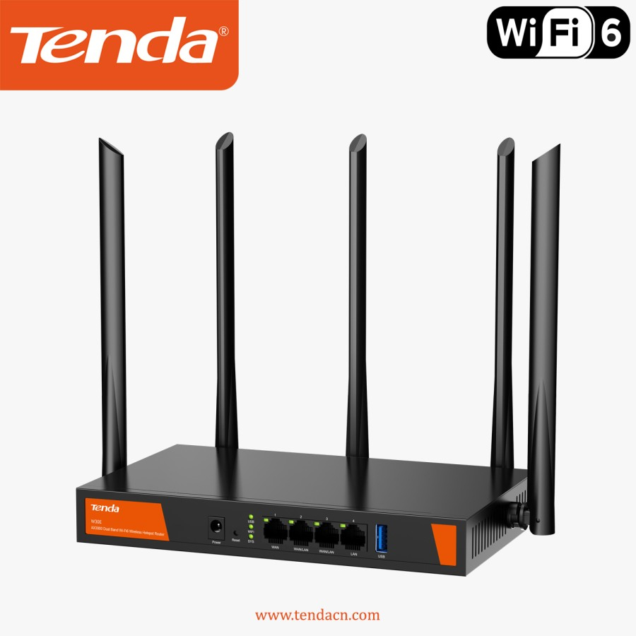 Tenda W30E V2.0 AX3000 Dual Band WiFi-6 Wireless Hotspot Router