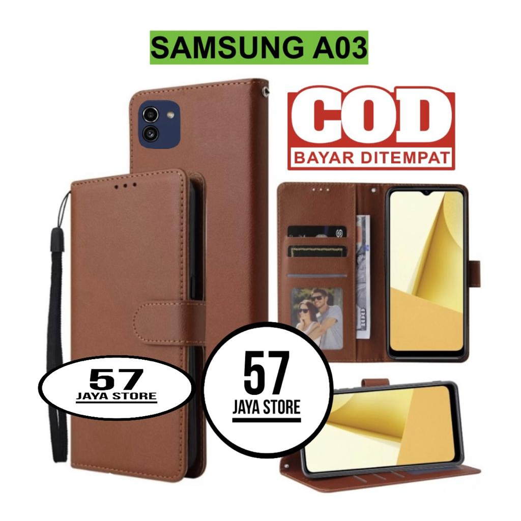 Flip Case samsung A03 Dompet Casing HP Wallet Leather cover