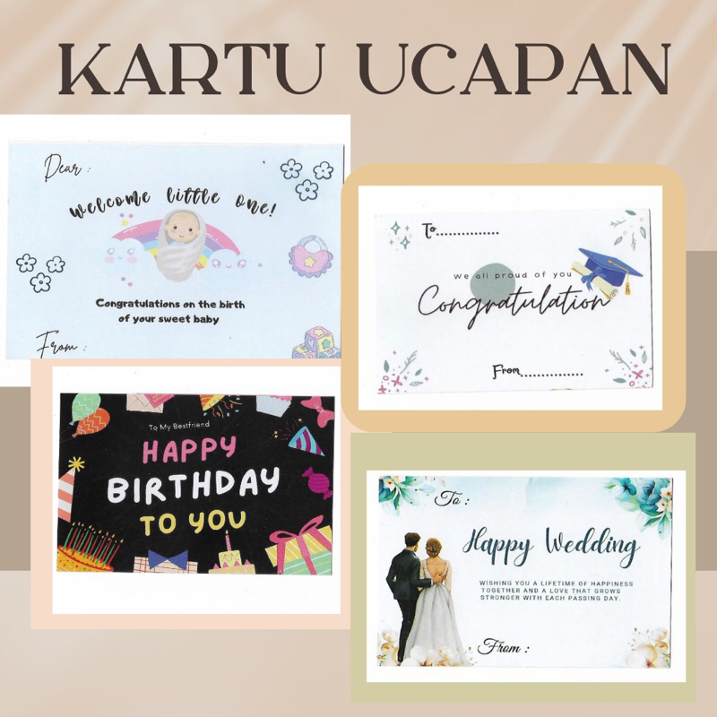 KARTU UCAPAN HAPPY BIRTHDAY - KARTU UCAPAN HAPPY WEDDING - KARTU UCAPAN KELULUSAN - KARTU UCAPAN BAB