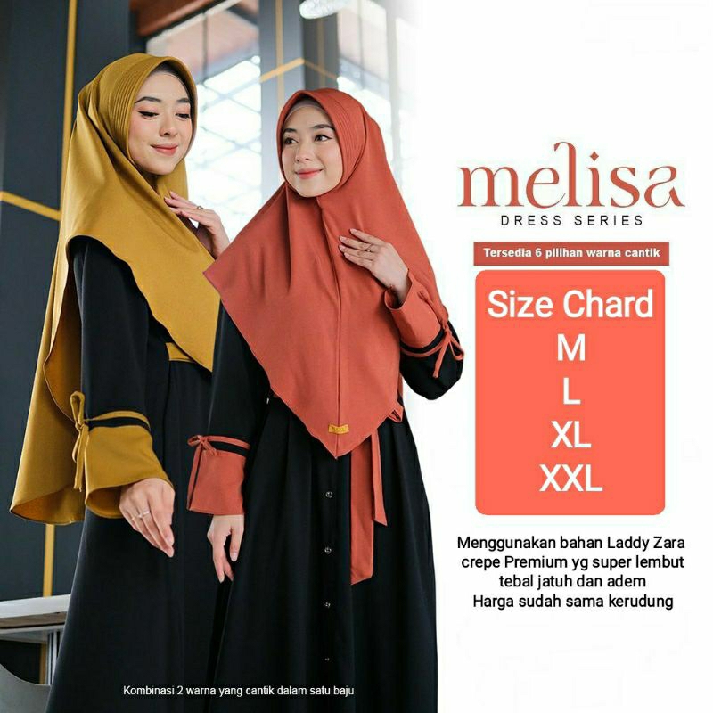 Meliasa Syar'i Plus kerudung Gamis dewasa Gamis kekinian Syar'i Gamis terbaru Baju muslim branded Ga