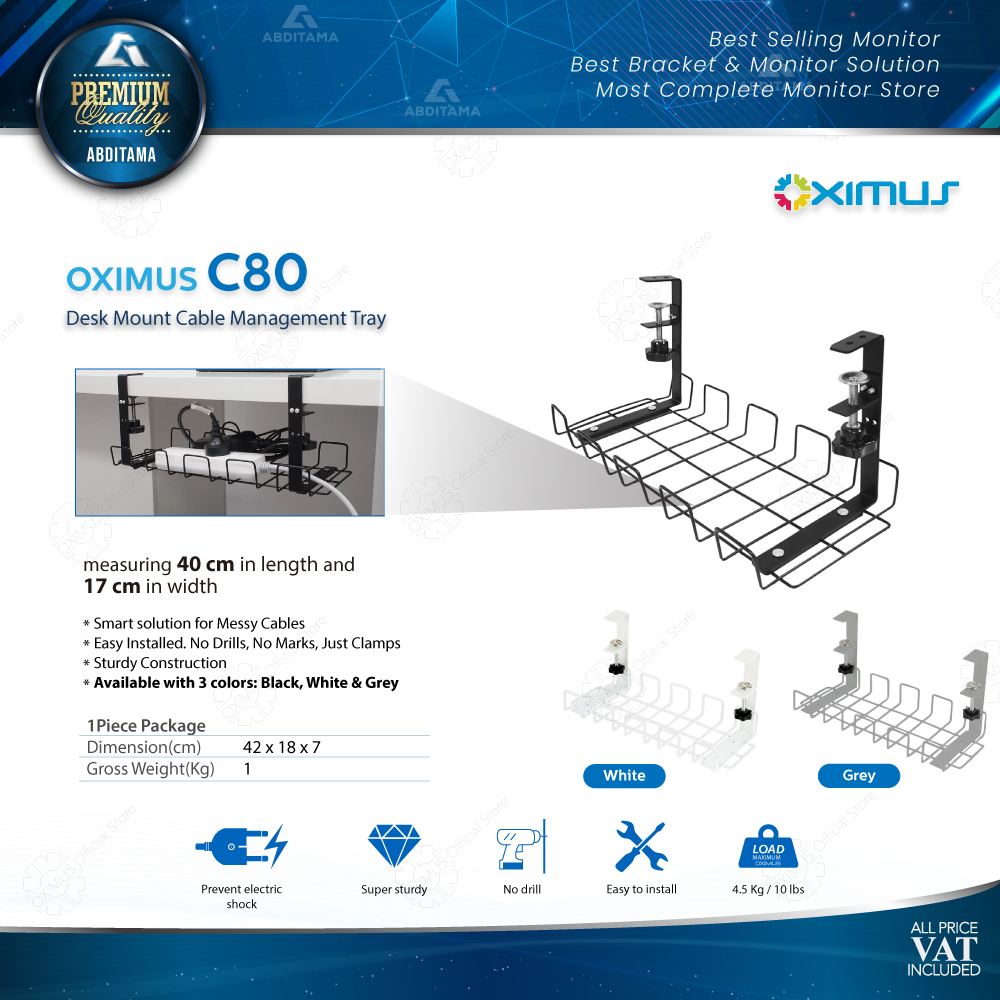 Desk Mount Cable Management Tray Oximus C80